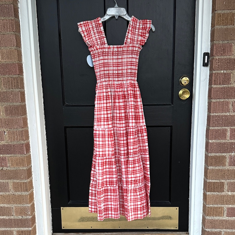 Hill House XS Ellie Nap Red Plaid Women's Dress NWT